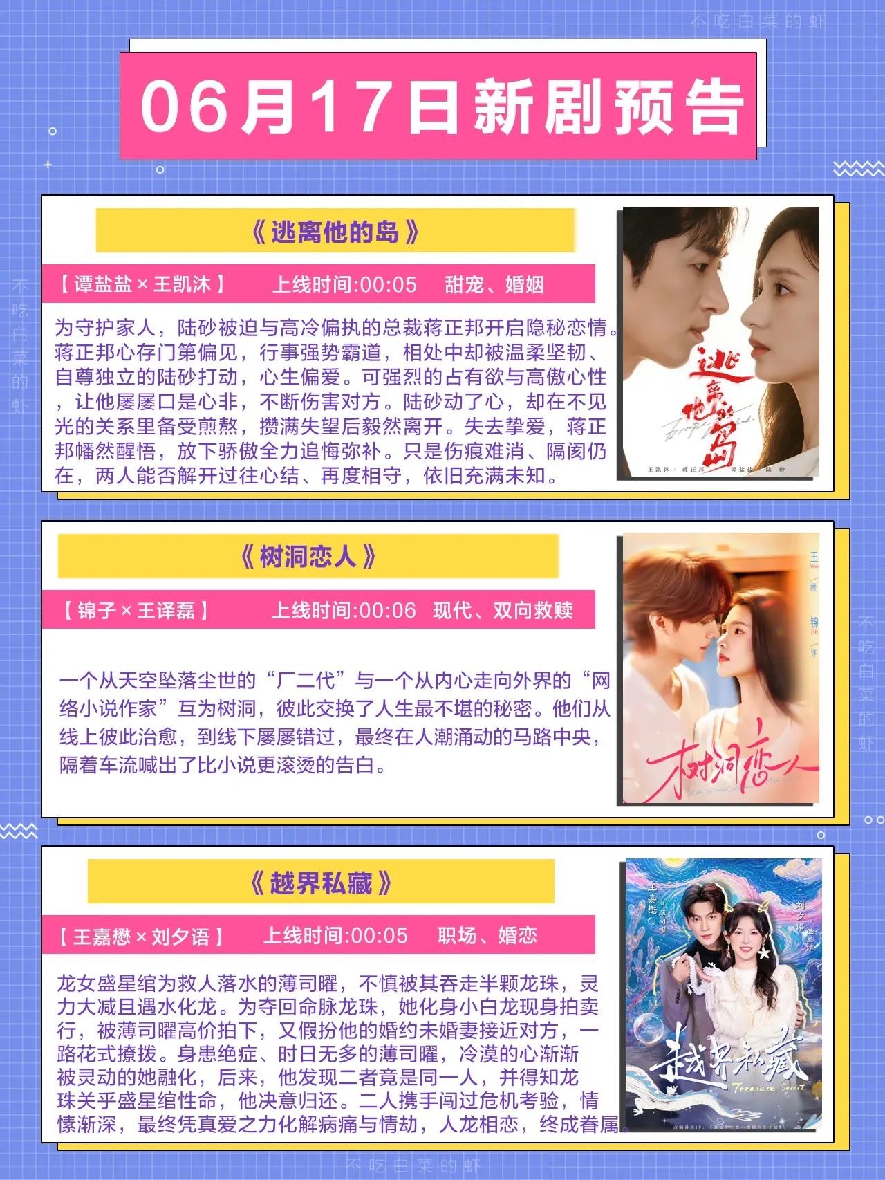 🔥📺06月17日全新短剧预告合集✨🔥第一组剧目1.《逃离他的岛》