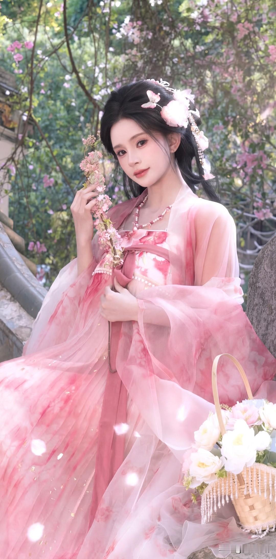 粉黛佳人，花间漫步，古风雅韵，美不胜收。
