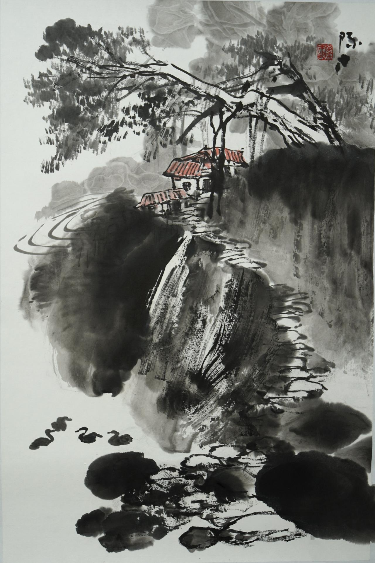 张际才山水画新作选。张际才的写意山水画不断求新求变，呈现“水晕墨章，南方意蕴
