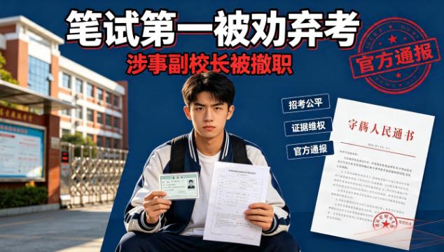 大快人心！笔试第一被利诱弃考事件尘埃落定，涉事副校长正式撤职 可算等到这一天