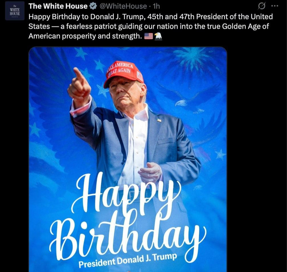 白宫给特朗普的肉麻生日祝福天呐！你敢相信吗？白宫竟然公开