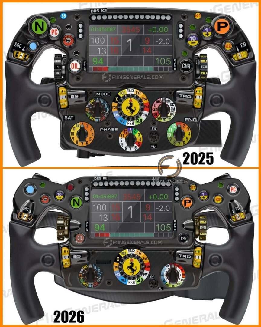 在汉密尔顿的建议下，法拉利2026赛车方向盘布局将发生变化，按键设置与梅赛德斯很