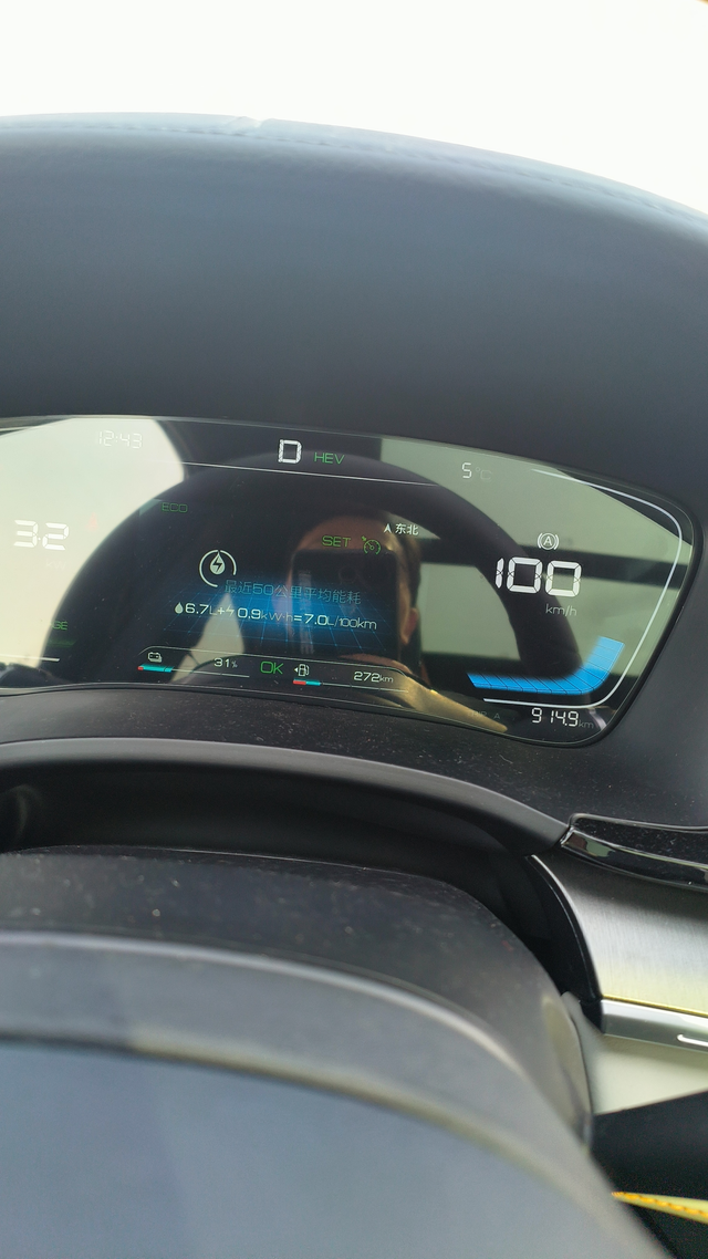宋plusdmi百公里油耗6.7今天高速全程eco，在电量35%时候切的hev
