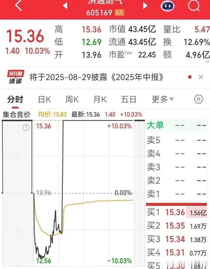 洪通燃气这种走势也是无敌了，上演了“天地天”的走势。一开始竞价就涨停了，结果临近