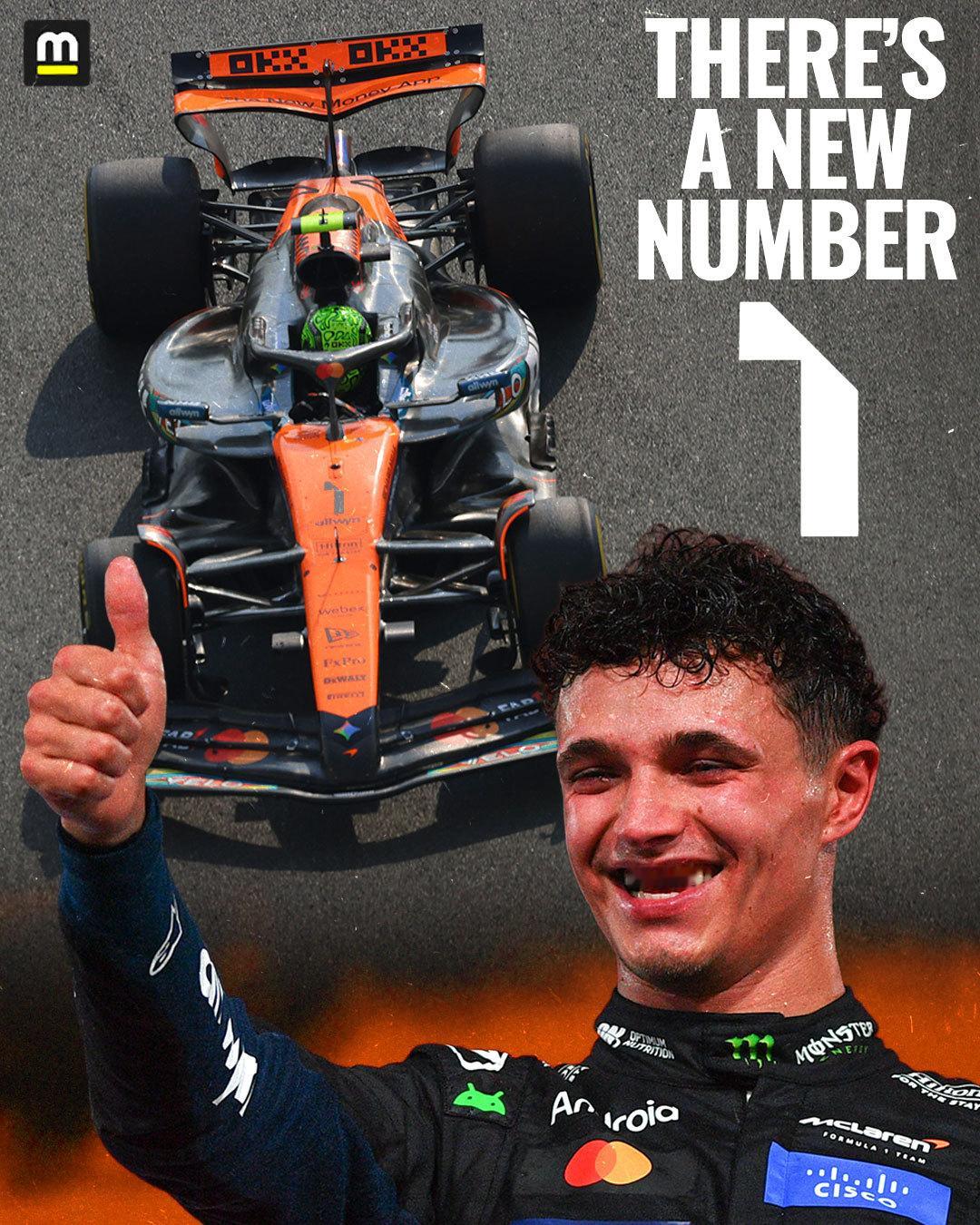 诺里斯确认明年将使用1️⃣号f12025f1阿布扎比大奖赛