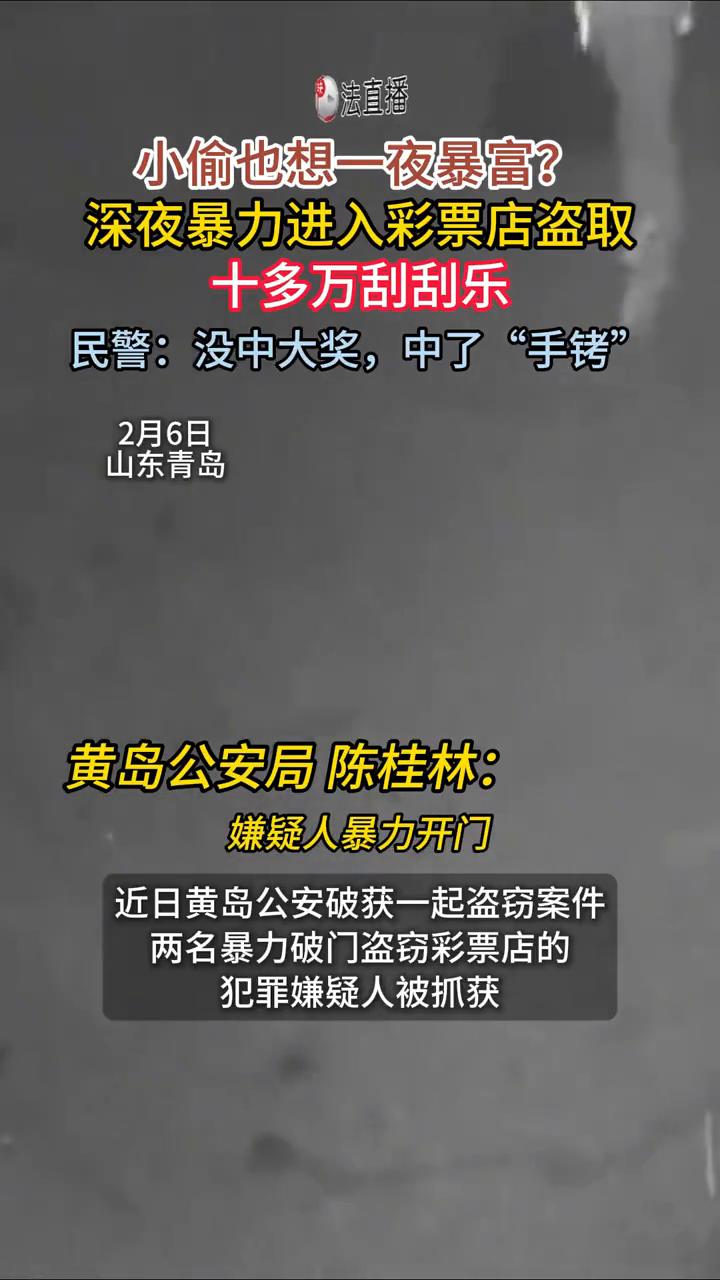 小偷也想一夜暴富？深夜暴力进入彩票店盗取十多万刮刮乐。法直播。民警：没中大奖