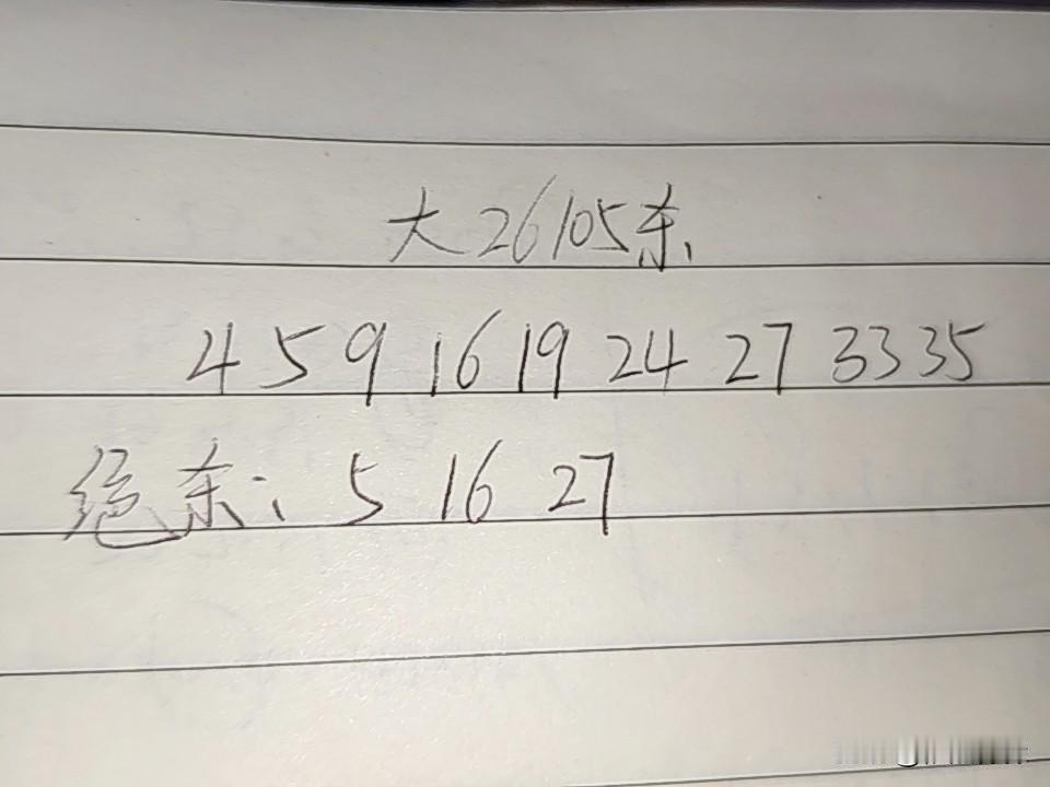大乐透26105期排码04、05、09、16、19、24、27、33、35绝