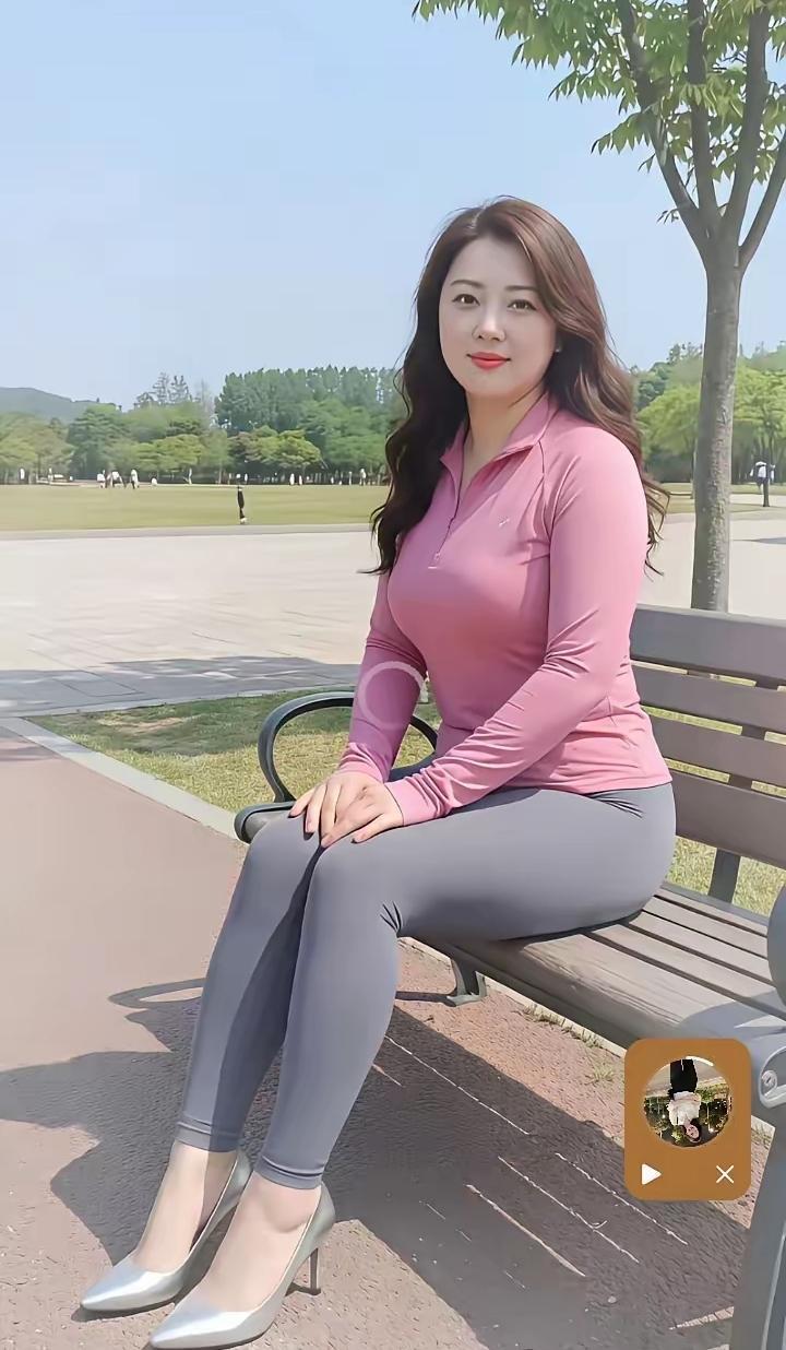 阳光明媚的公园长椅上，时尚穿搭的美丽女孩，享受着宁静的午后时光。随拍一张美景女