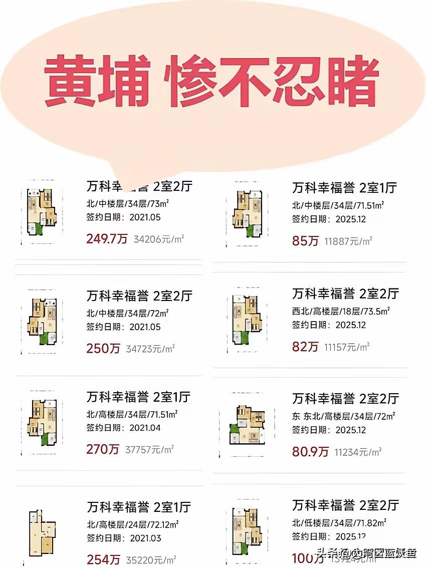 广州黄埔万科幸福誉这房价，跌得比坐过山车还刺激。2021年买套72平的两室