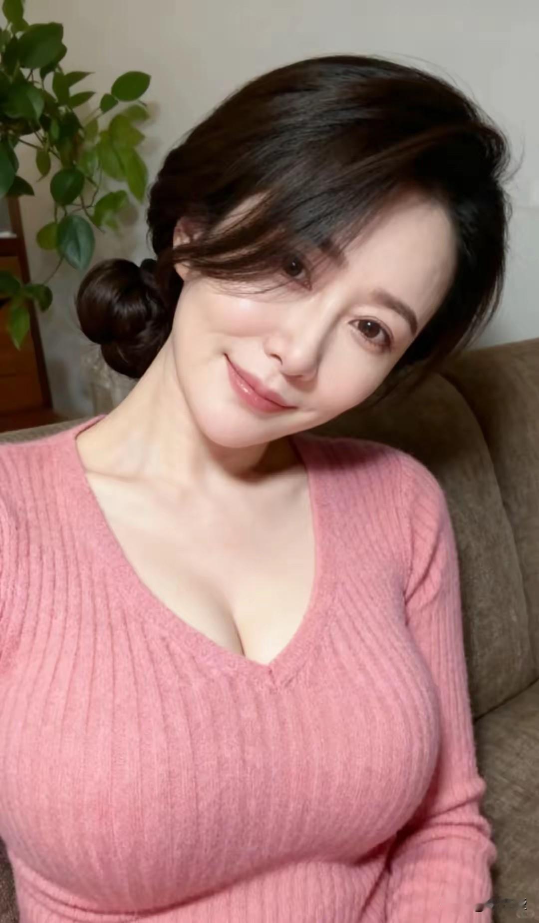 温柔甜美的粉色毛衣，搭配优雅的盘发，尽显优雅气质！🌸💖