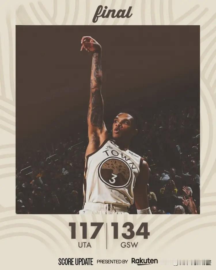 勇士官方真是太偏爱小将理查德了！在今天勇士主场以134：117大胜爵士的赛后，勇