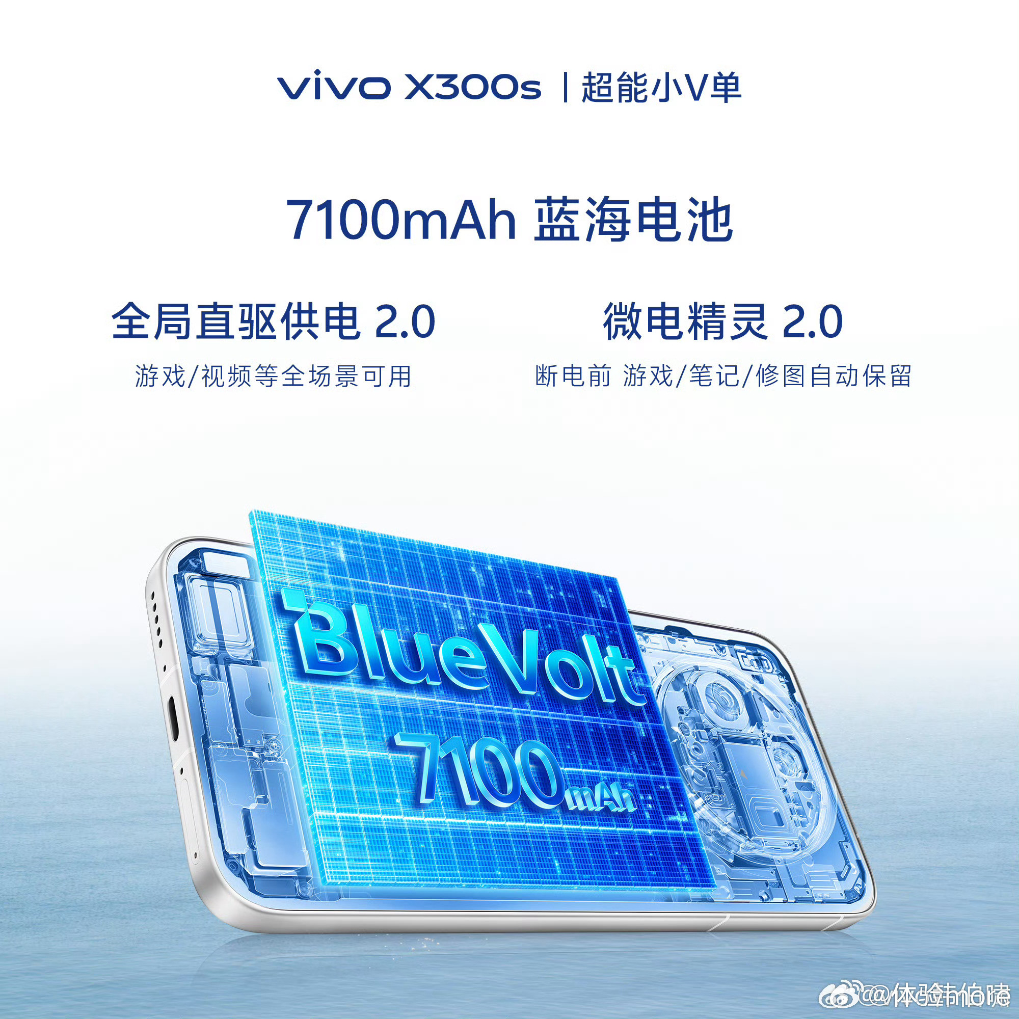 vivoX300s电池官宣了，vivoX300系列最大的7100mAh，90