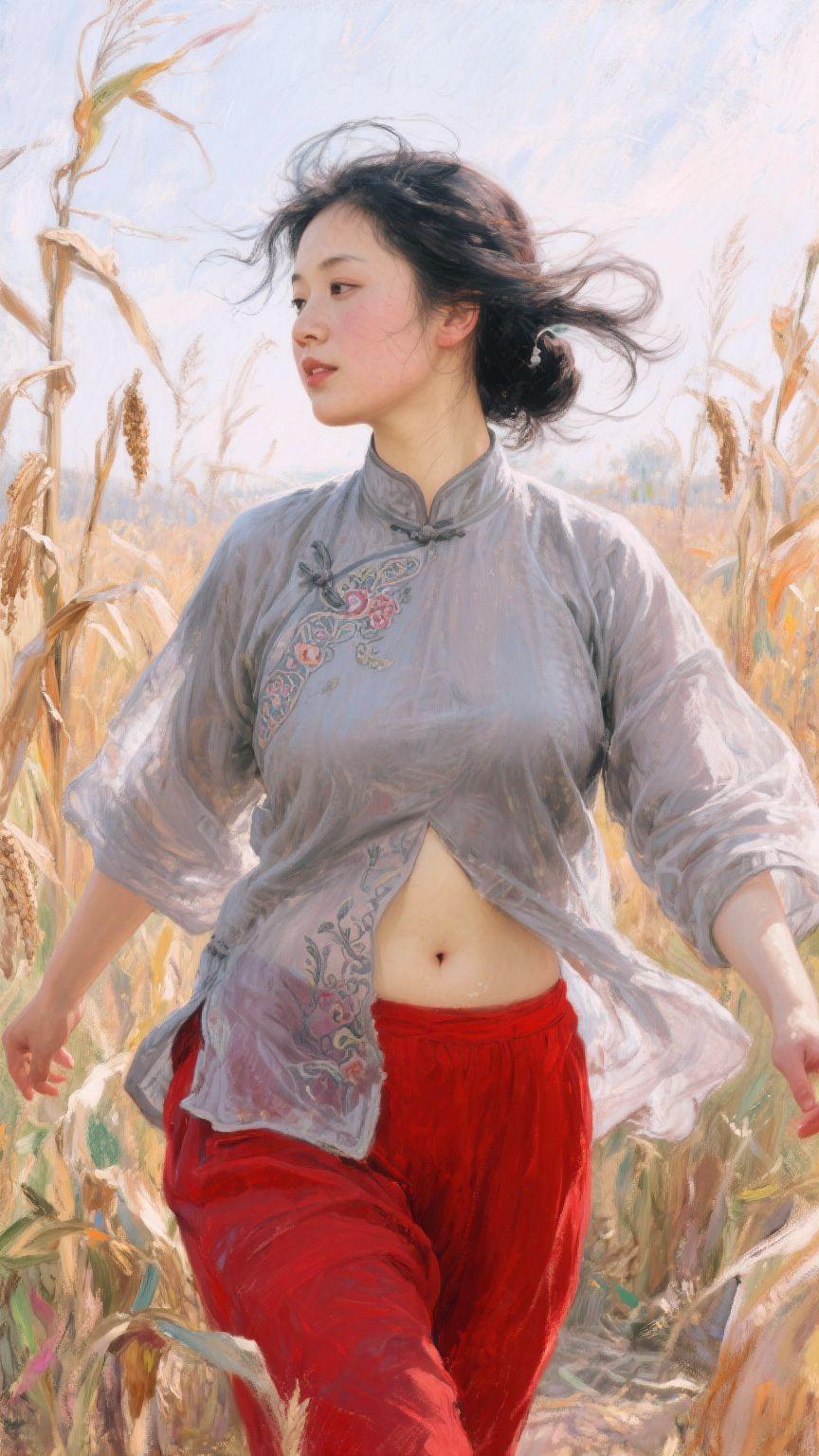 油画艺术 复古穿搭 高粱