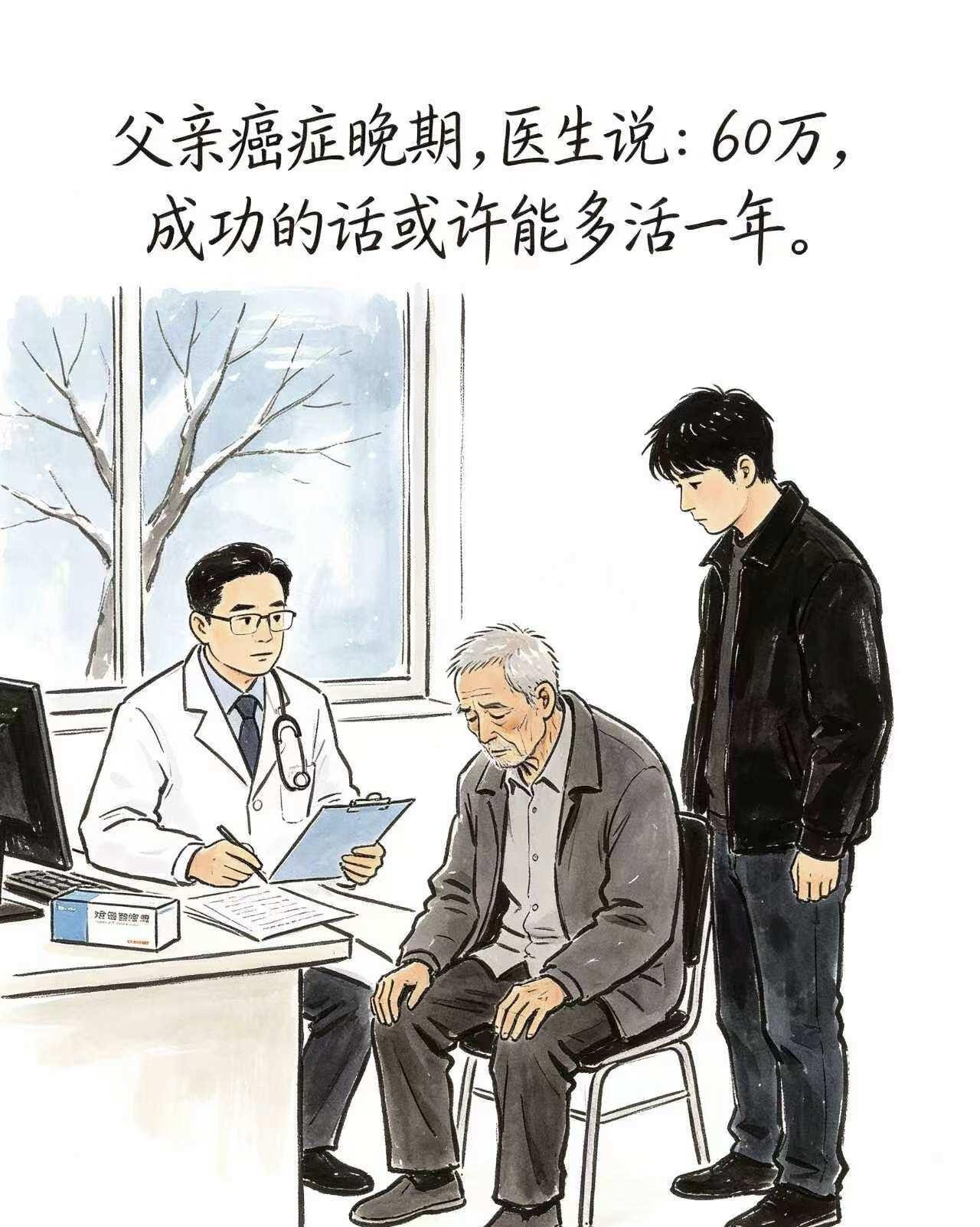 父亲癌症晚期，儿子却决定不治了。画一个故事相互陪伴父子情感故事人间观察我用画
