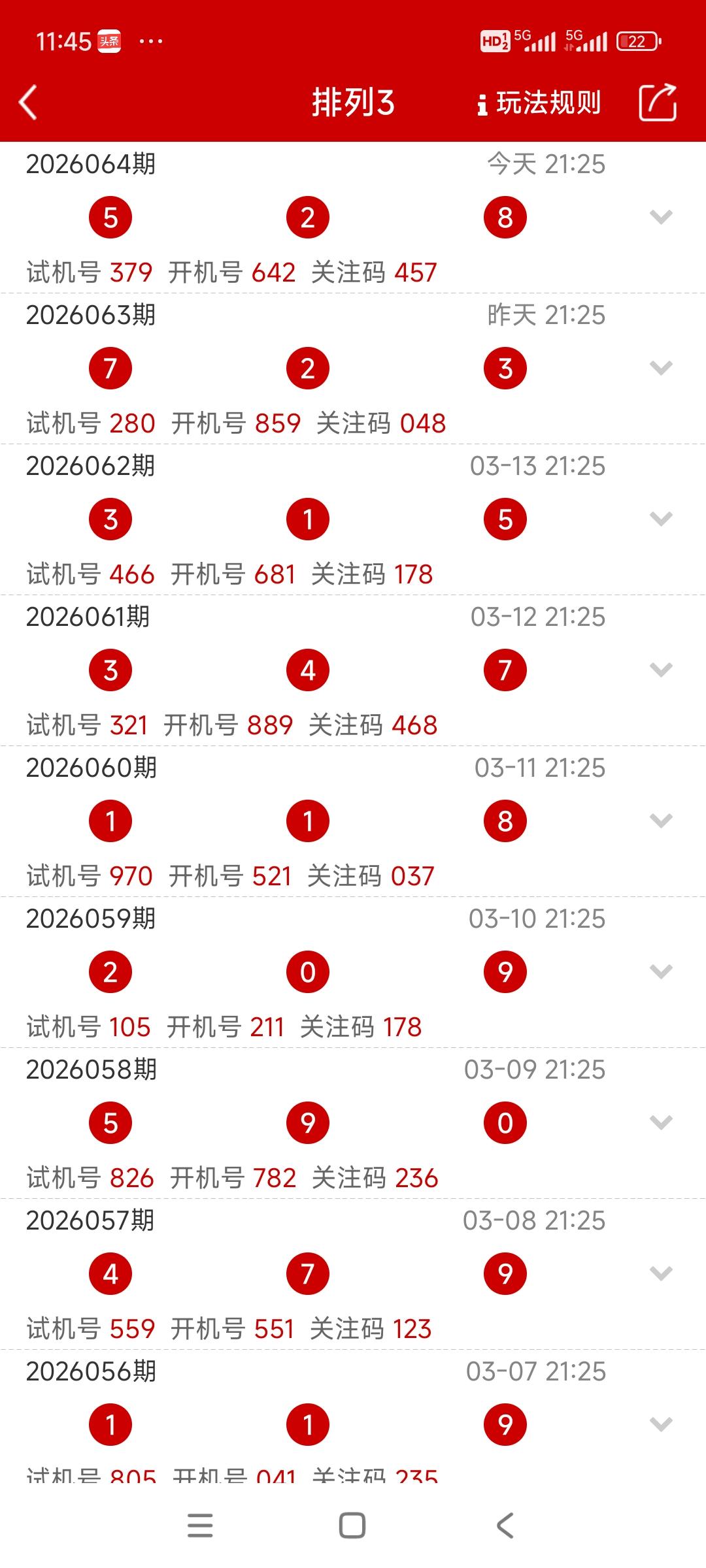 谋事在人，成事在天！今天排列三开奖出炉，528，看5拖2378，昨不开723，