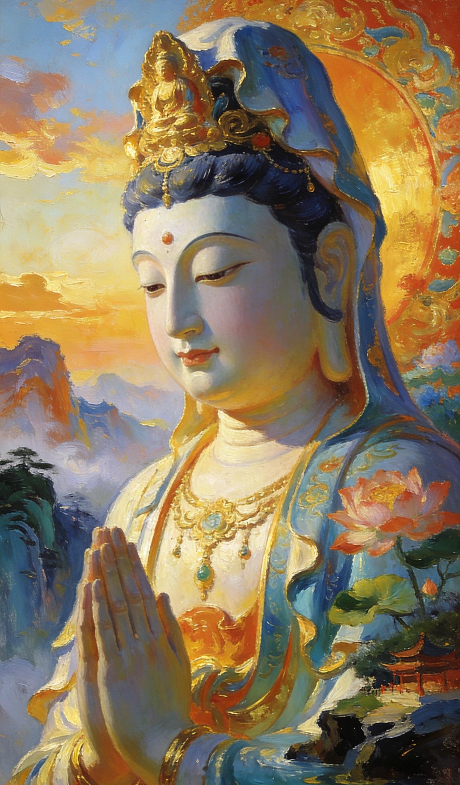 莲开福至，丙午马年刷到观音圣像，是菩萨在为你祈福万事兴盛的福报。礼赞留下“平安顺