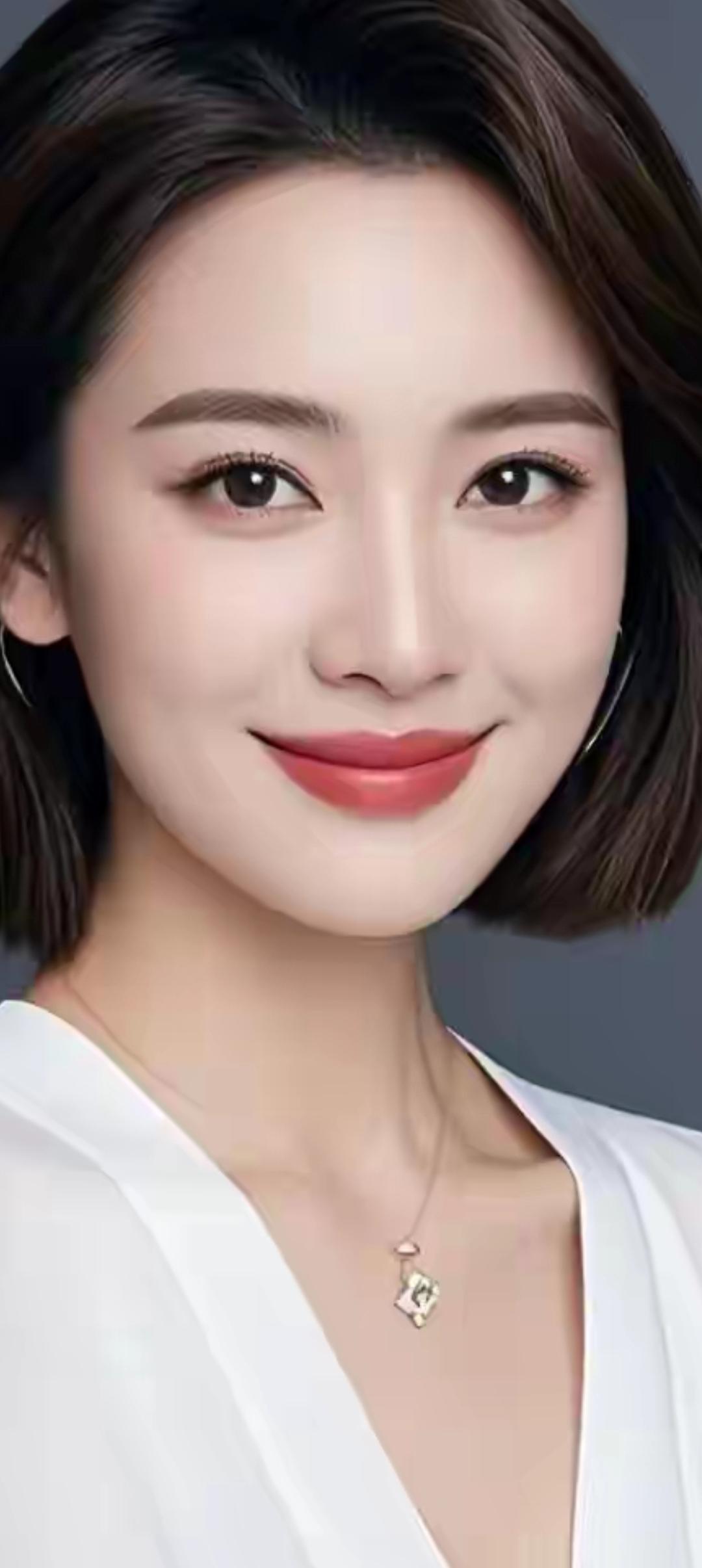 温柔微笑，简约优雅，白衬衫与金色项链的完美搭配，散发着低调的魅力。