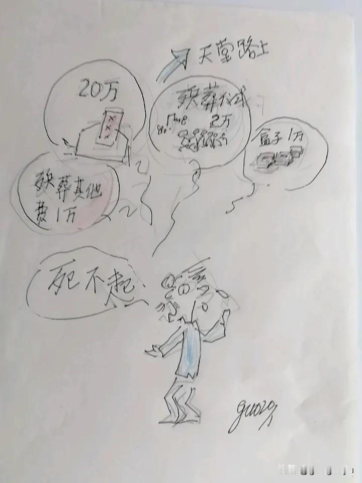 很早画了一幅漫画，今天看后心中想到九十一高令老人，离黄泉路上越来越近，一旦两腿一