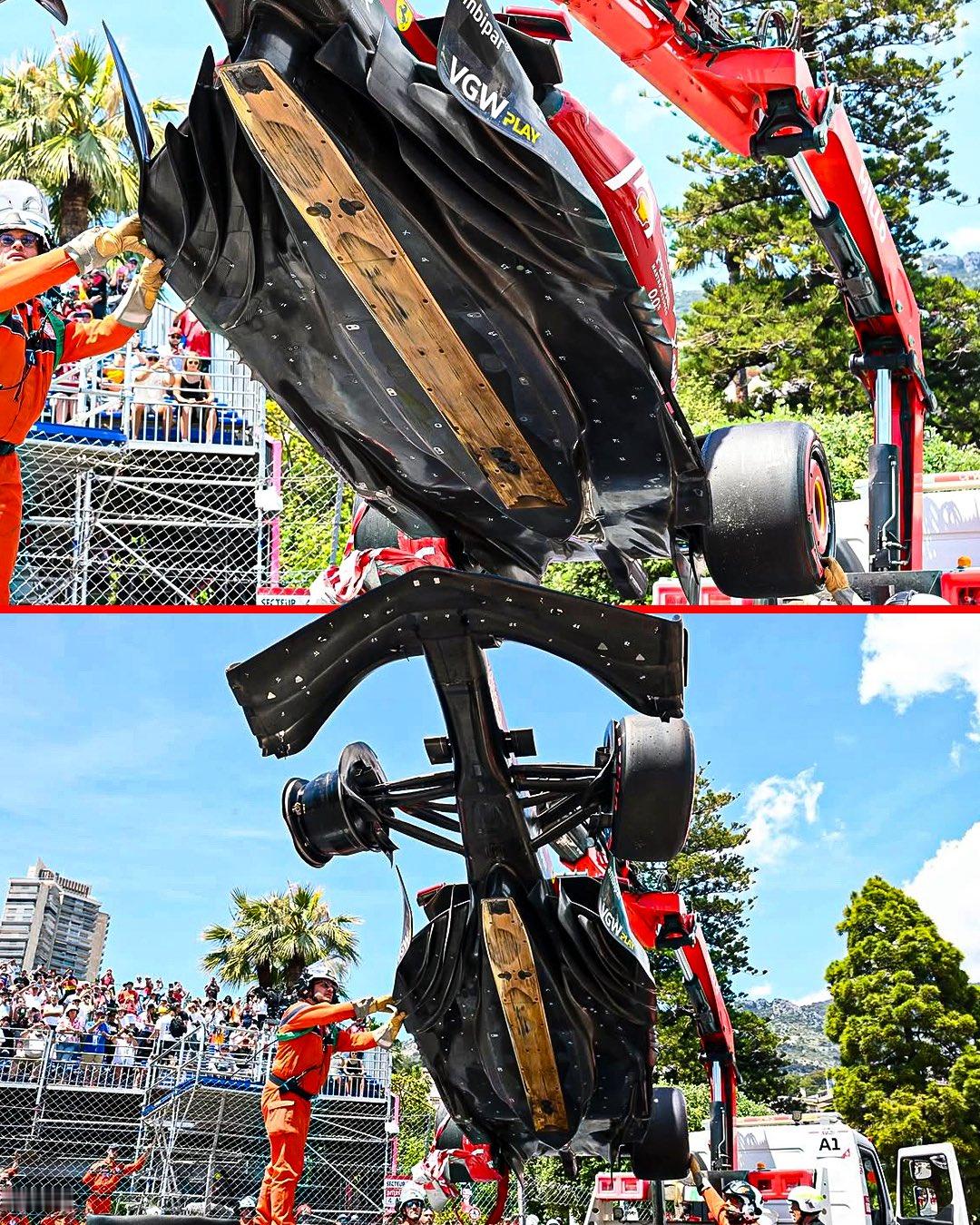 F1在三练汉密尔顿蹭墙之后，SF-25的底板下方被看光了👀2025F1摩纳哥