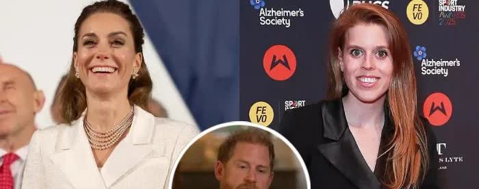 王室姐妹花联手“封杀”哈里？比阿特丽斯公主穿凯特同款力挺未来王后，约克姐妹彻底放