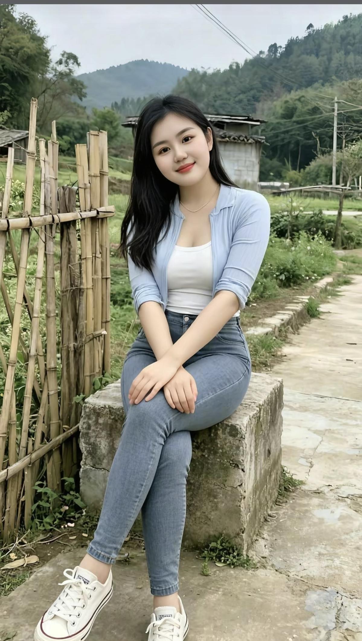 青衫素裙映清辉，翠色霞光满庭芳。