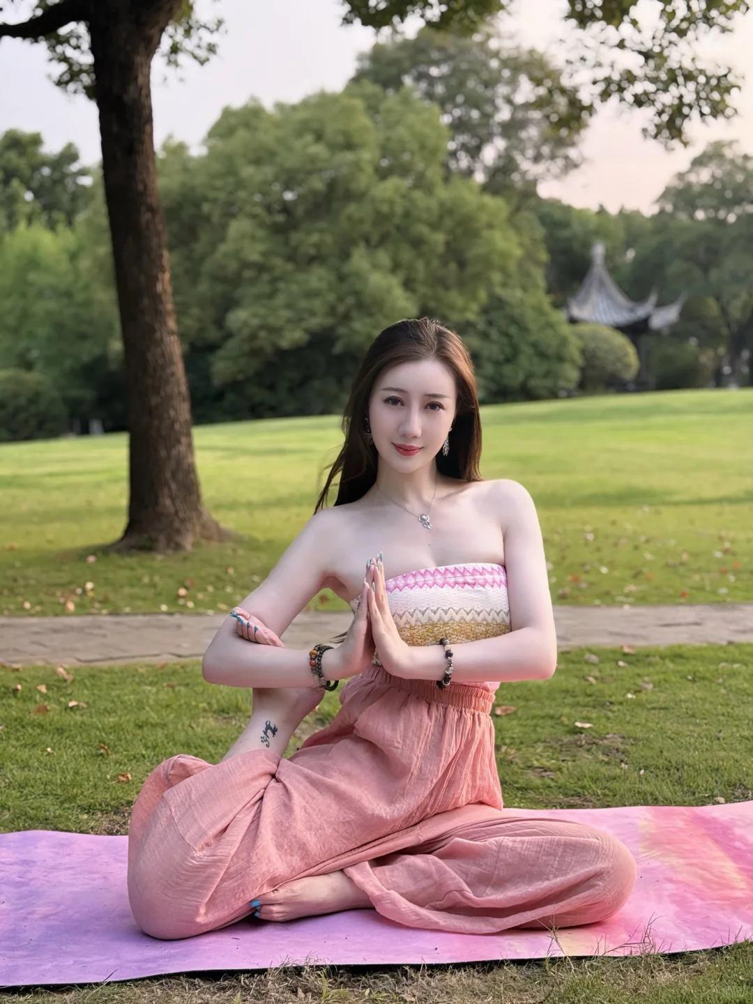 渐渐沉迷户外瑜伽独有的松弛治愈，把身心交付整片山野绿意，自然便是专属我的精神保护