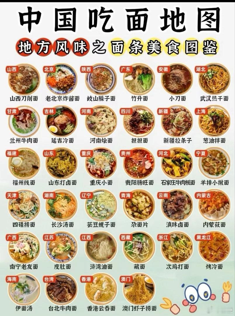 中國吃面地圖​​​