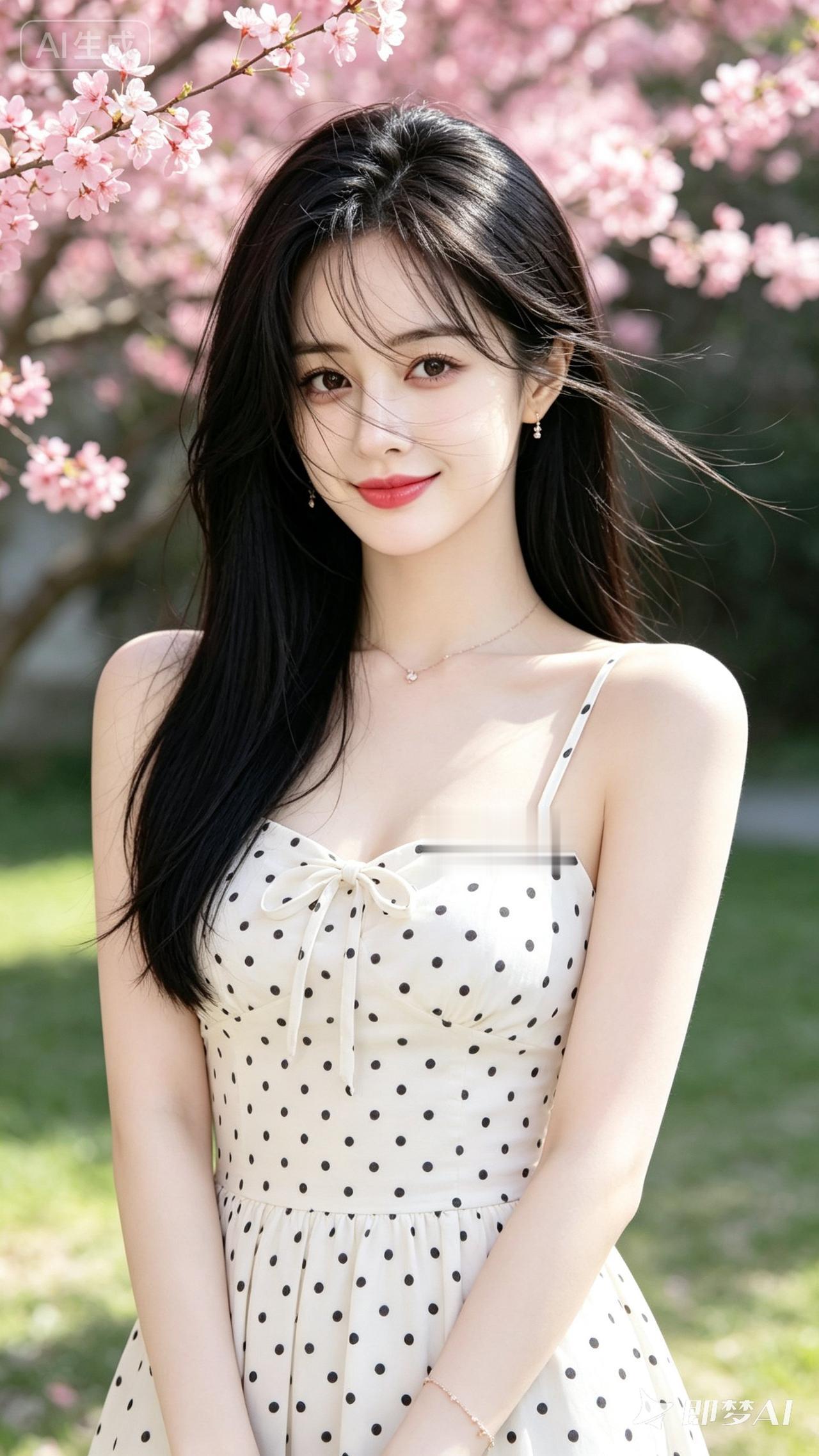 樱花树下，甜美少女，春日气息满满🌸💕