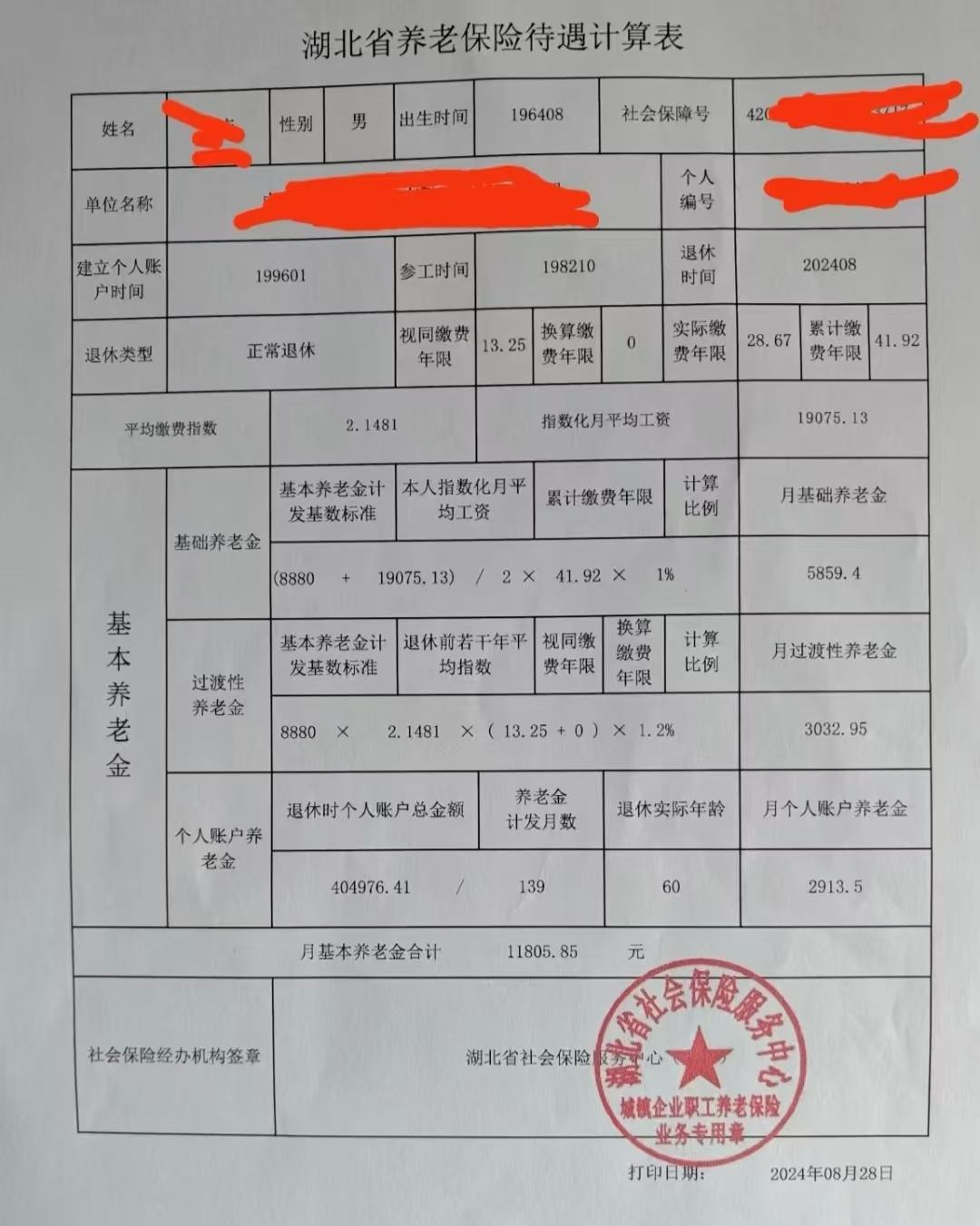 我之前公司的老领导退休了，前几天去看他，问他退休金多少，他给我看了一个他的退休工