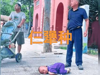 三代人一个模样，祖孙仨应该都是犟种！基因很強大，看谁能耗得过谁？或许这也是大地之