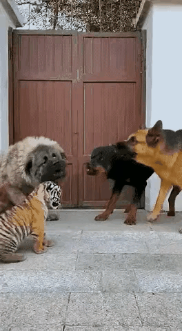 三个欺负一个，而且还是一个小虎，你看把孩子吓的动都不敢动！门缓缓打开，三个看