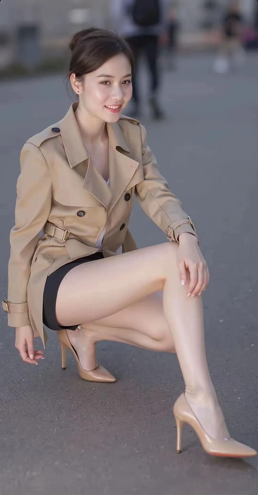 都市风穿搭，优雅气质，高跟鞋搭配风衣，尽显时尚魅力！👠🧥💃