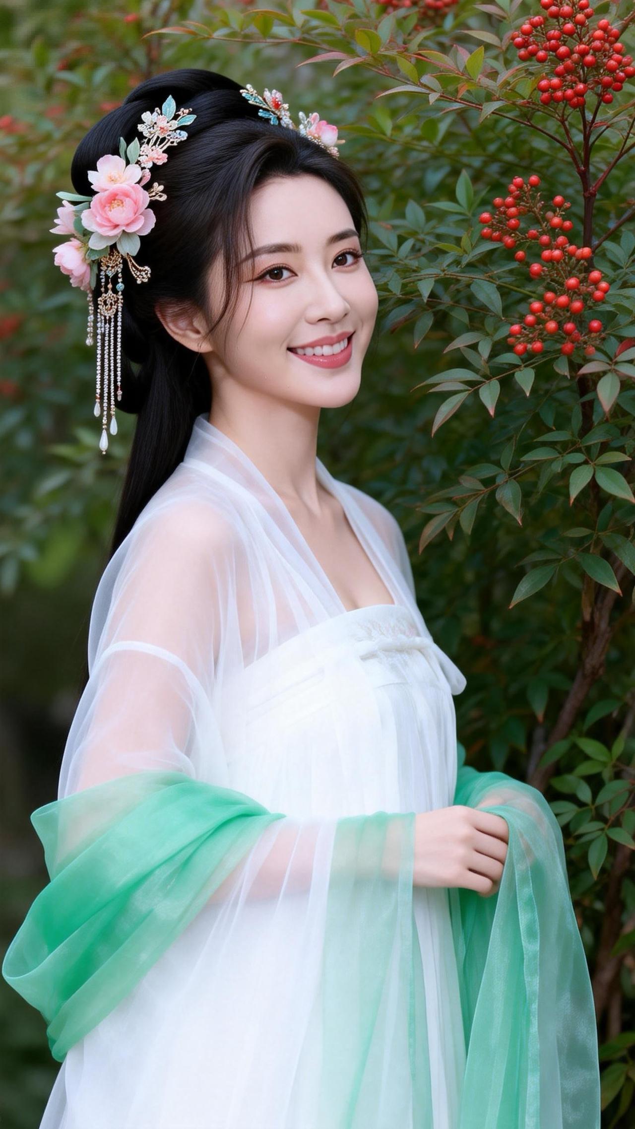 古典美女，冰清玉洁，笑靥如花