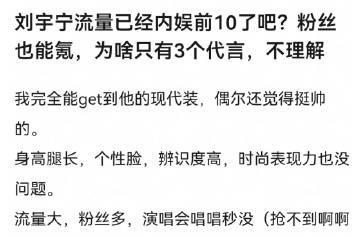 刘宇宁流量已经内娱前10了吧？粉丝也能氪，为啥只有3个代言