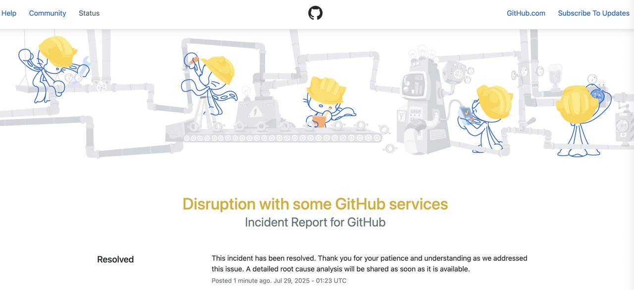 GitHub爆发严重服务中断，持续超9小时7月29日凌晨（北京时