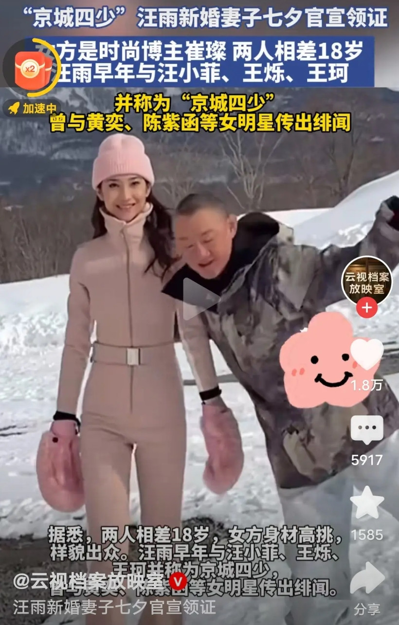 汪雨与网红官宣结婚，很正常的事，必然是各取所需。但是网上一直提