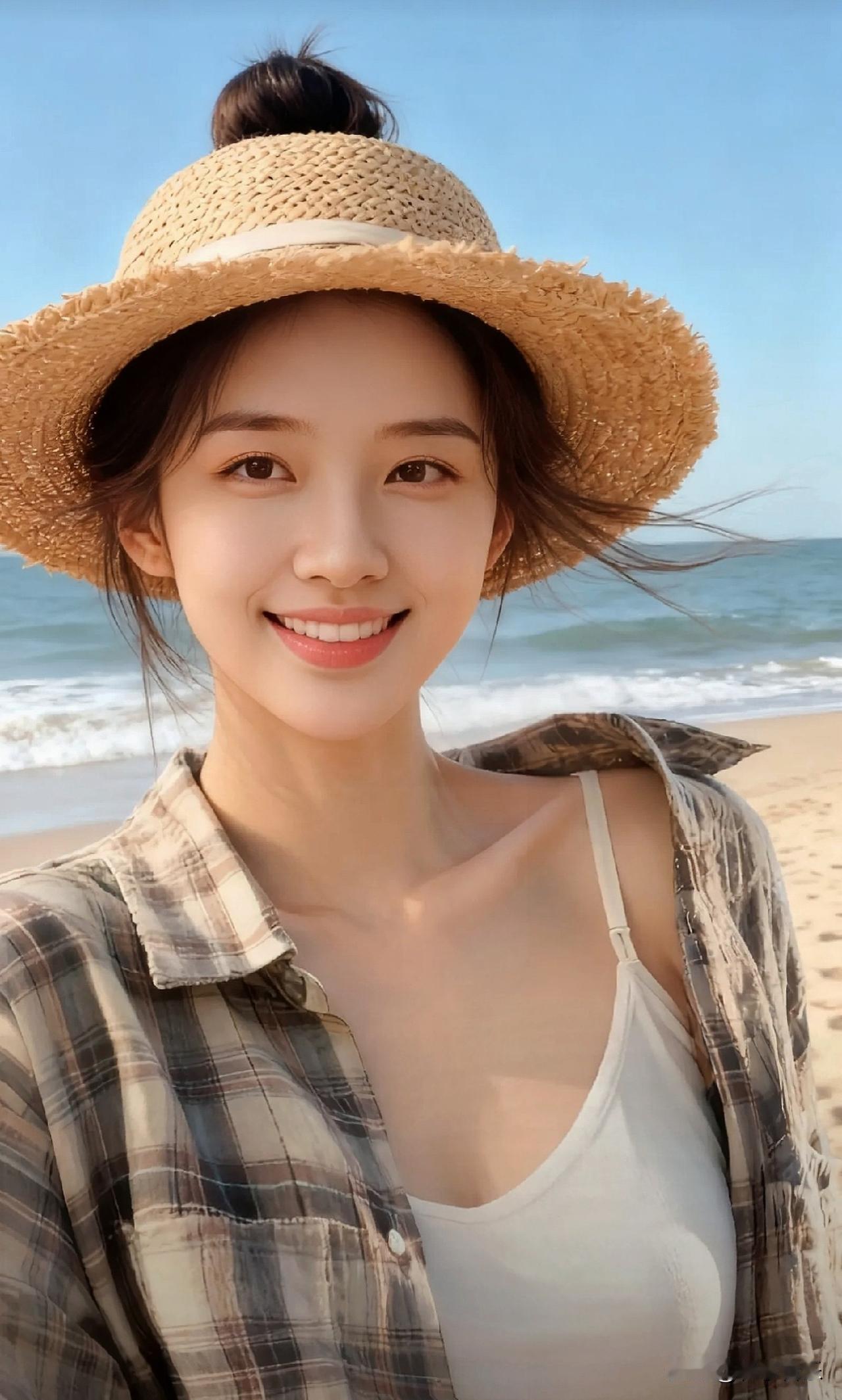 阳光沙滩，甜美笑容，小姐姐夏日海边度假的清新自拍🌞🏖️😊记录大学生活的美好