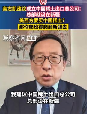 高志凯教授真是神了，他给中国稀土出谋划策，想出了一个连外国人都觉得狡猾毒辣的"