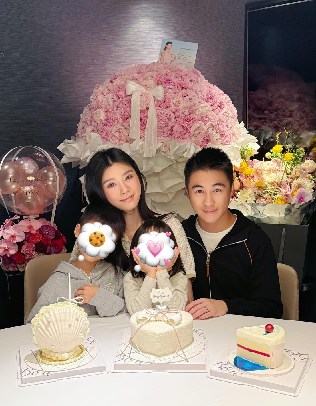 奚梦瑶晒37岁生日party，结婚七年，儿女双全，老公在侧，鲜花蛋糕，贵气逼人。