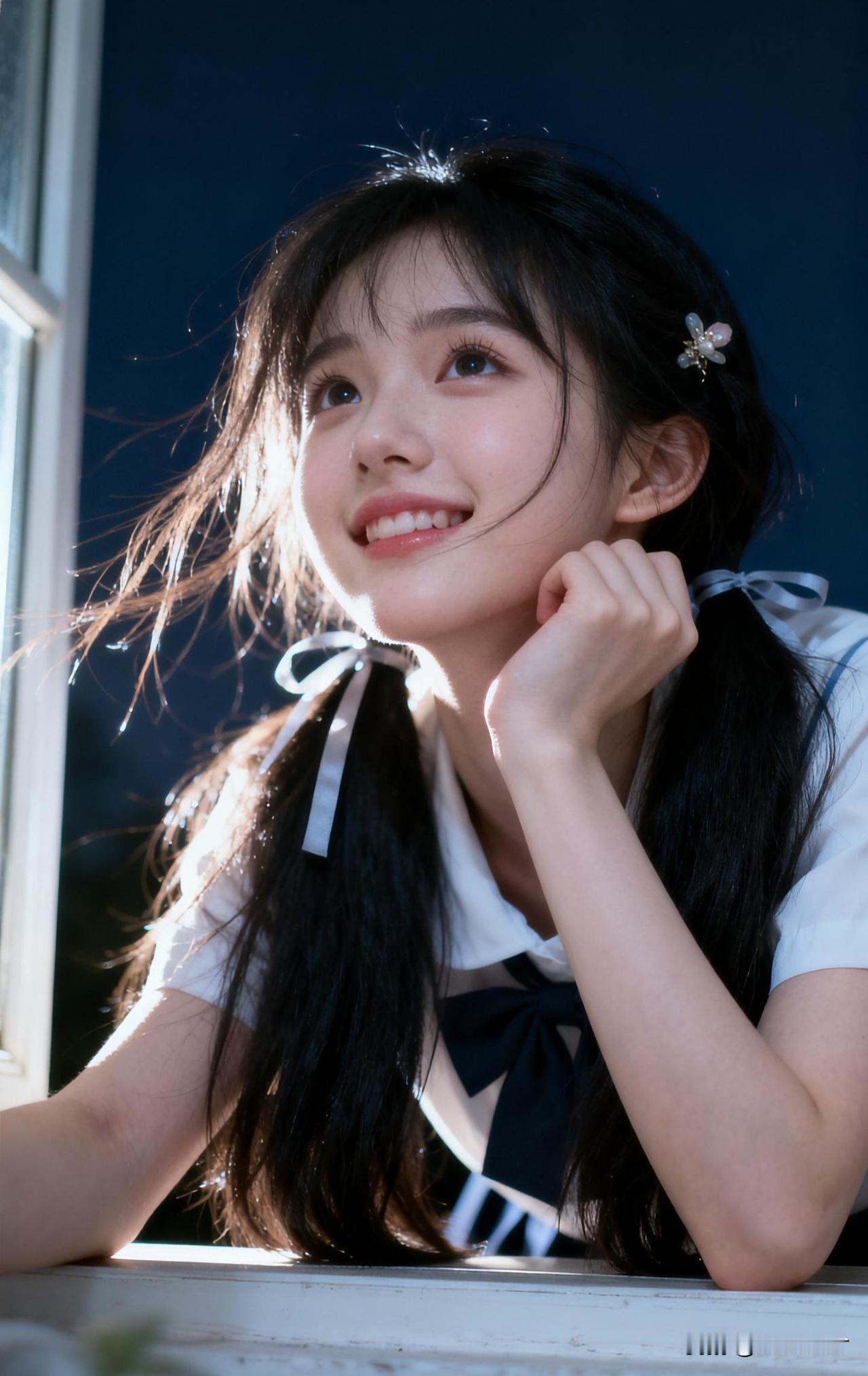 阳光洒进教室，少女微笑如花🌸