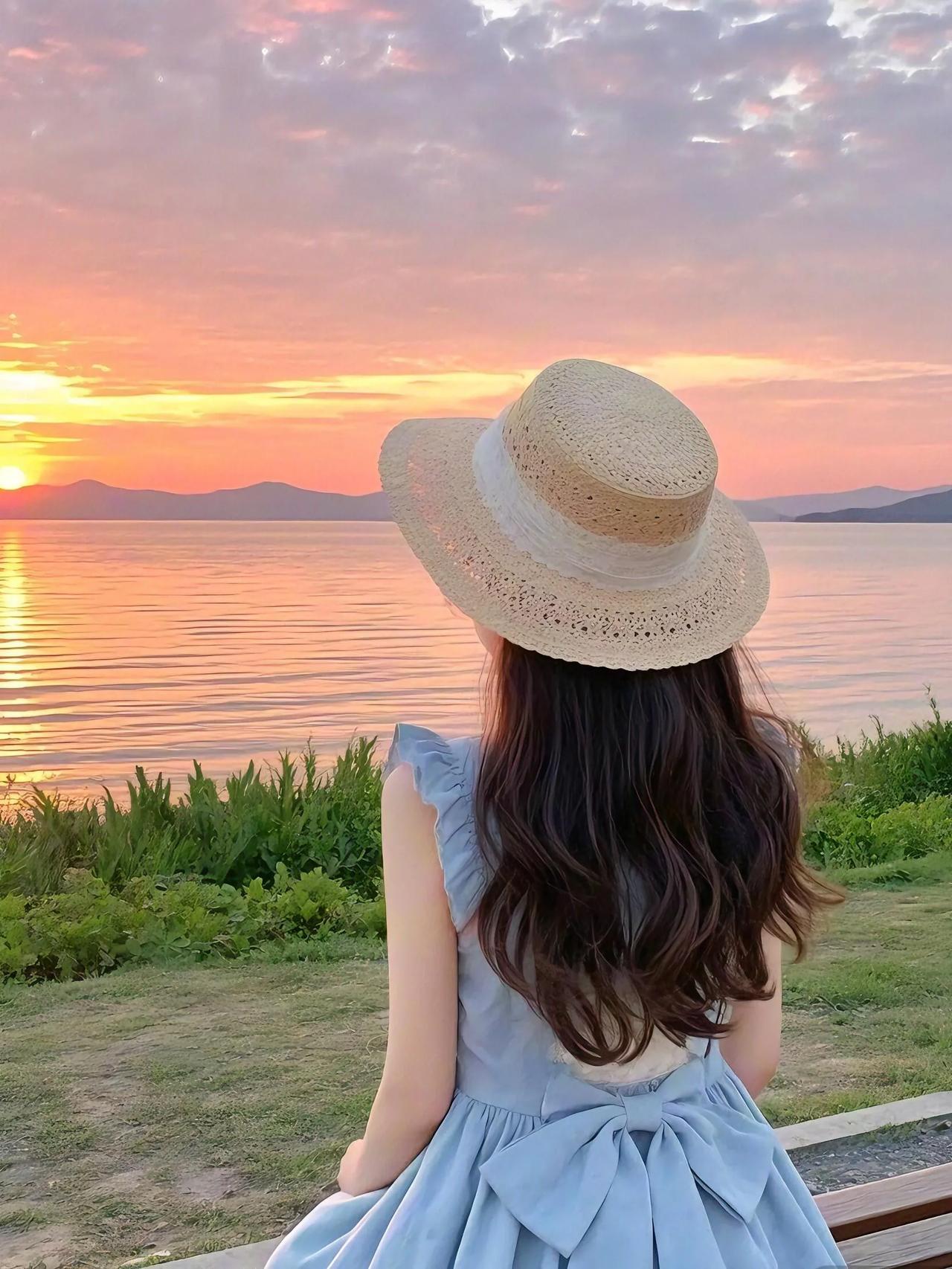 夕阳下的湖畔