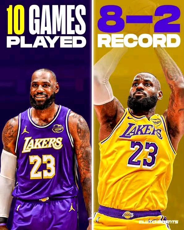 本赛季詹姆斯复出的10场比赛中，湖人取得了8胜2负的战绩。今日对阵五连败的同城
