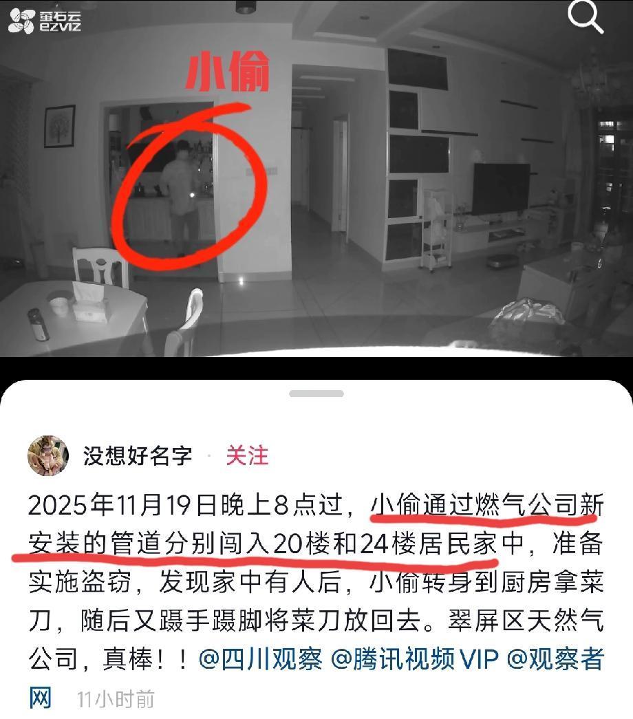 好家伙！难怪小偷这么轻松地进来了，一开始还在想，燃气管道那么好爬吗？毕竟楼层那可
