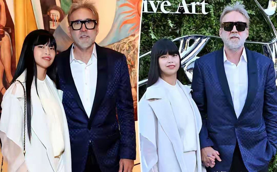 62岁的尼古拉斯·凯奇和31岁的日本妻子芝田璃子罕见一起走红毯，最让人惊讶的是他的新造型：一头灰白头