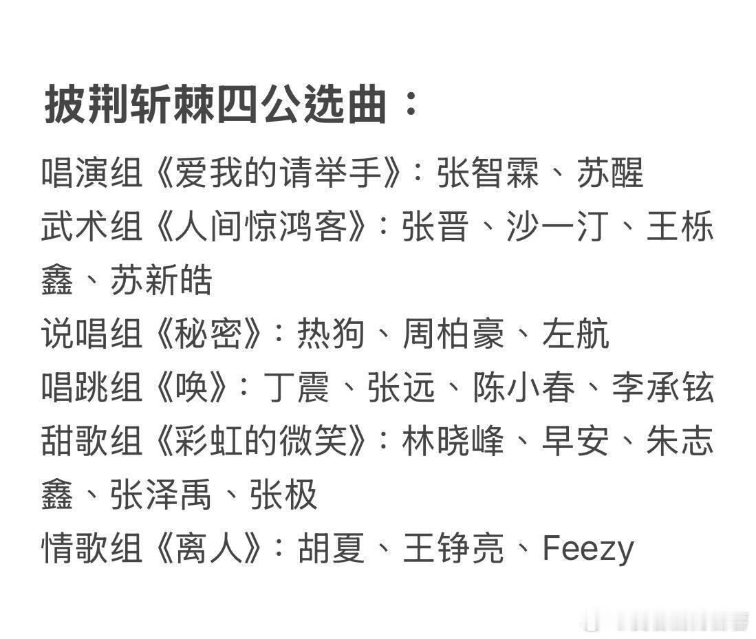 披荆斩棘披荆斩棘四公选曲：唱演组《爱我的请举手》：张智霖、苏醒武术组