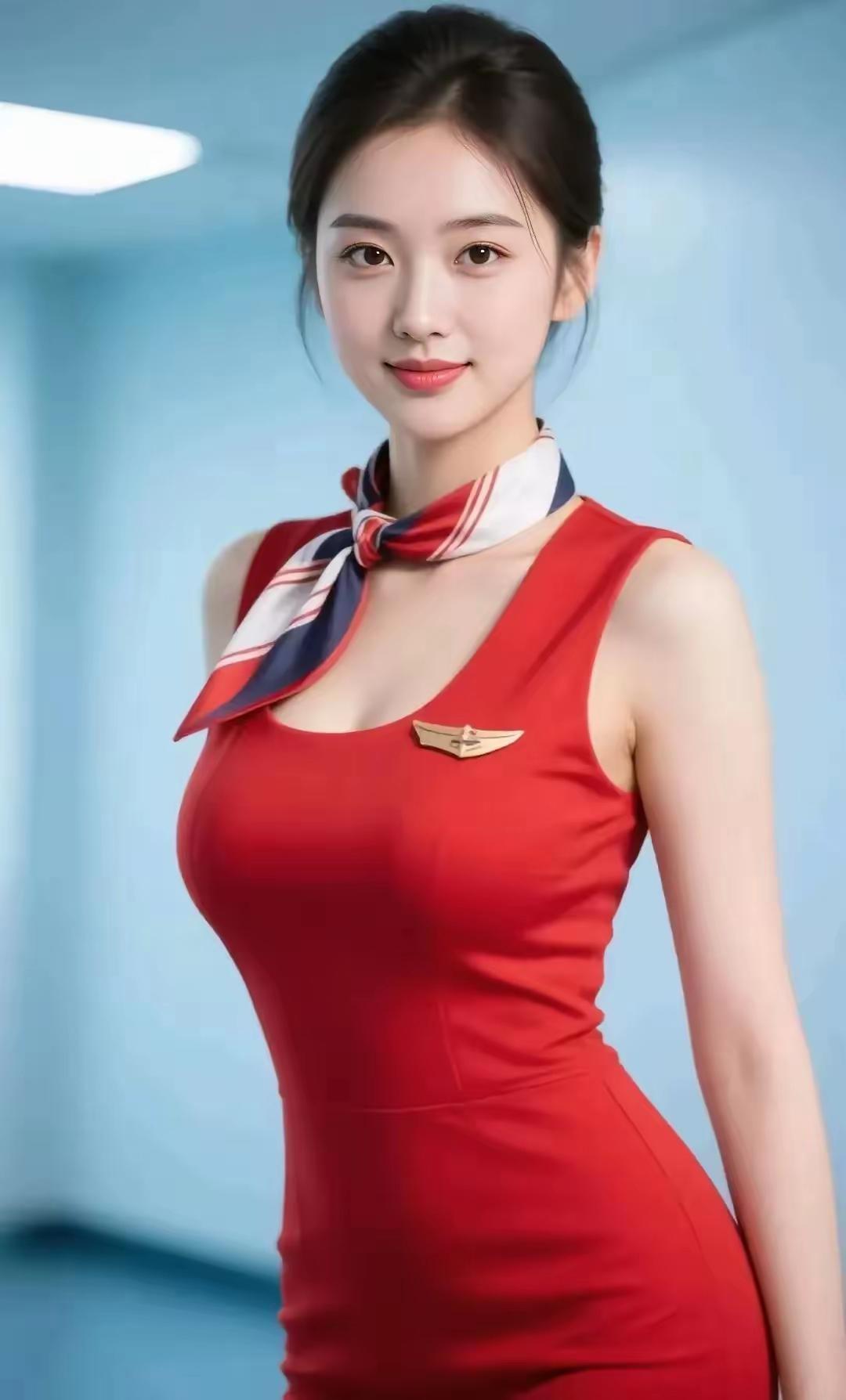 空乘风姿空姐轻盈步韵悠，华装粉面意难休。礼迎宾客空中舞，笑映云端岁月柔。