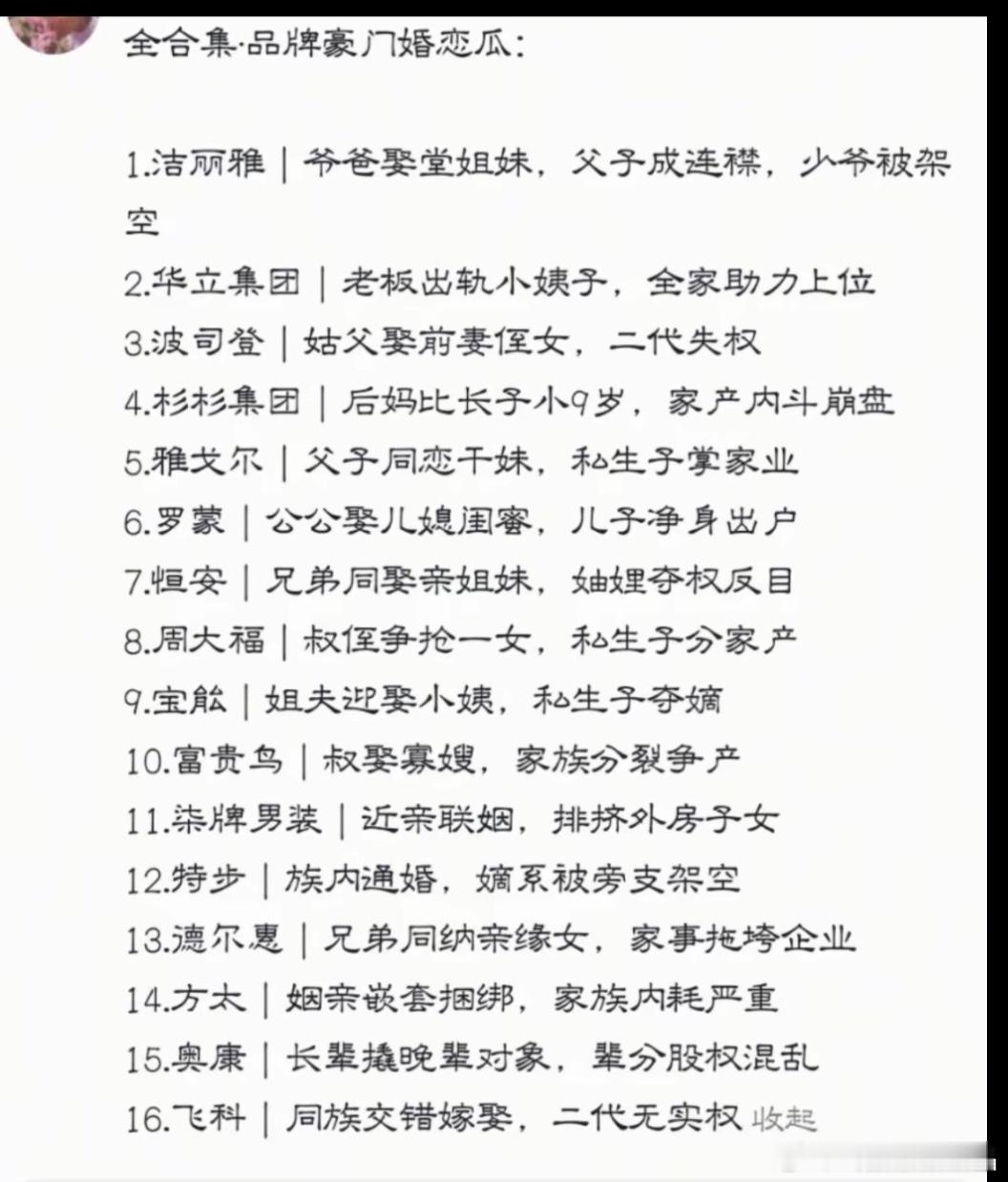 一些上市公司家族瓜，比短剧都有过之而无不及，提供一个房地产公司家族的瓜，非常炸裂