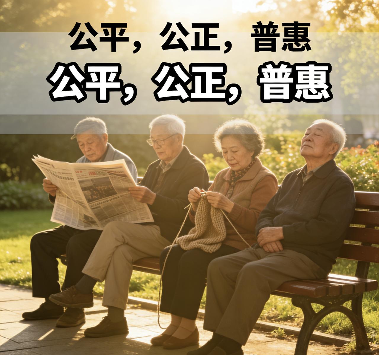 退休养老金必须公平公正，需从制度上予以保障中华民族勤劳实干，为社会发展付出