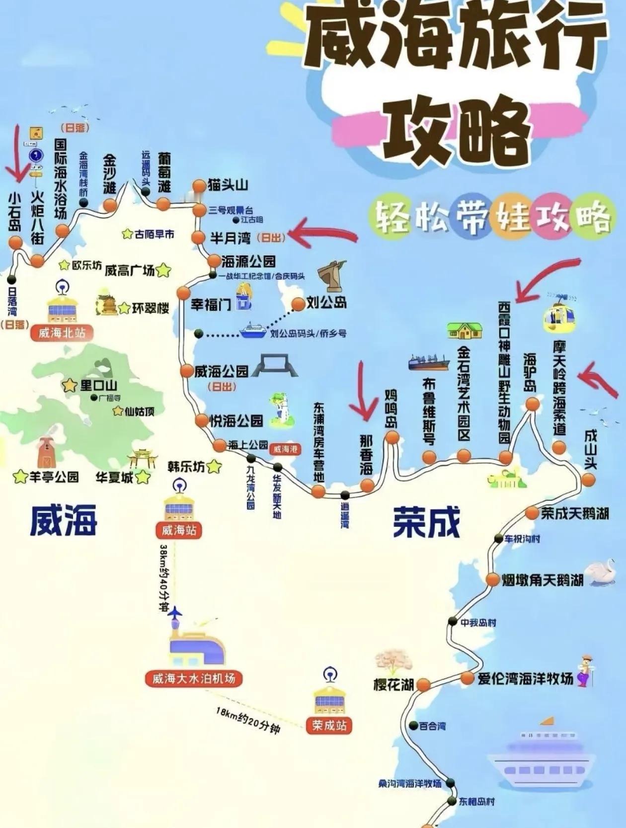 威海自驾游景点打卡指南，景点分布一览[玫瑰]