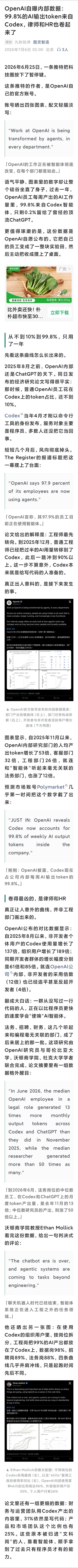 OpenAI自曝内部数据：99.8%的AI输出token来自Codex...